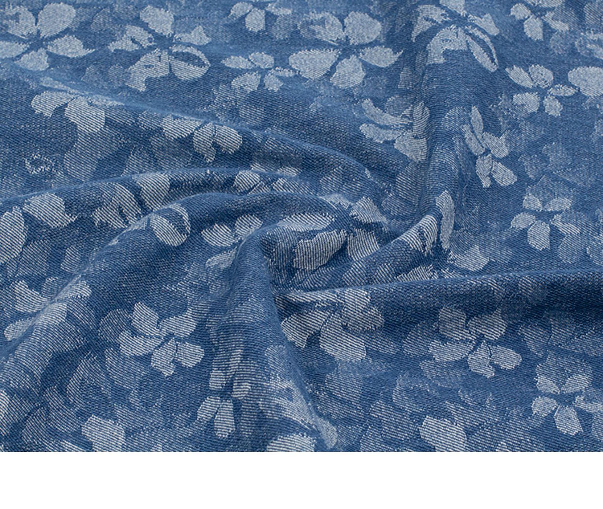 Floral Denim Fabric, Cotton Jacquard Denim for Fashion Appreal