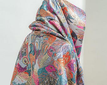 Vintage-Jacquardstoff mit Vogelmotiv, exquisiter rosa Brokat-Polsterstoff für Haute Couture, Heimtextilien und DIY-Kleider, 145 cm breit