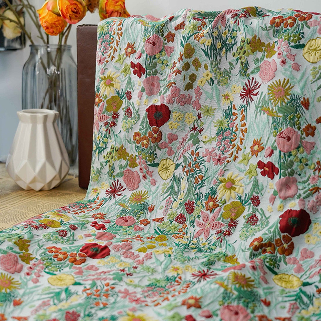 Flora Bloom Emboss Jacquard Fabric, 3D Exquisite Brocade,damask Fabric ...