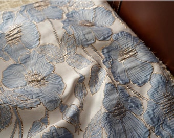 Gorgeous Floral Jacquard Fabric, Embossed Shimmer Gold Embroidery Brocade For upholstery, Dress  DIY fabric 57 inches width