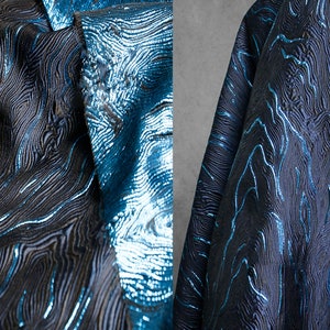Sparkling Royal Blue Jacquard Fabric Metallic Blue Thread - Etsy