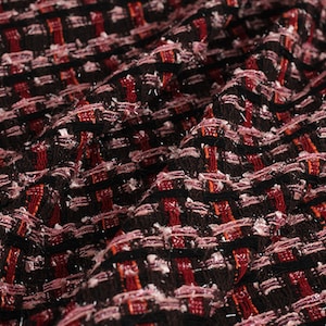 Bordeaux Tweed Fabric, Woven Boucle Fabric with Shiny Yarn, Dense Fabric for Coat, Pinafore 59inches width