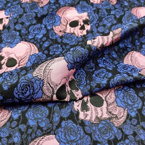 Skull and Rose Jacquard  Halloween Skeletons Fabric Embossed Brocade Fabric  for dress making 57&quot; wide
