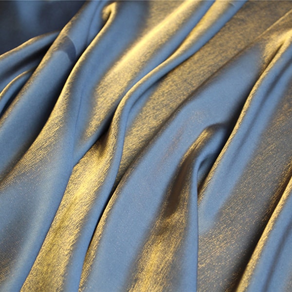 Gradient Gold&Grey Reflective Fabric, Satin Holographic Fabric for Dress Robe, Shiny Gold Ployester Texture Fashion 57 " Fabric by the Yard