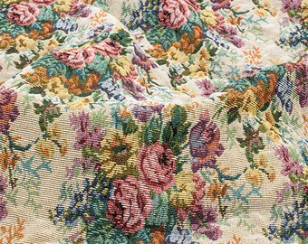 Vintage Rose Floral Jacquard Fabric, Thick Upholstery Fabric, Home
