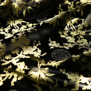 Gorgeous Black and Gold Brocade Fabric, Glitter Bamboo Silk Jacquard, Damask For Dress, Haute Couture DIY fabric 59 inches width