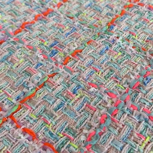 Colorful Check Tweed Fabric, Spring Tweed Fabric For Suit Coat, Dress Haute Couture 57 inches Width, Sold by the Yard
