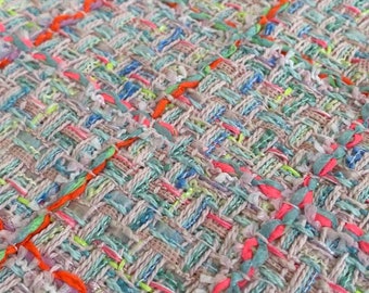 Colorful Check Tweed Fabric, Spring Tweed Fabric For Suit Coat, Dress Haute Couture 57 inches Width, Sold by the Yard