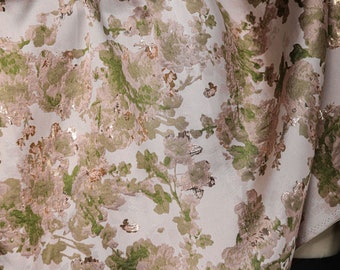 Stunning Pink Gold Jacquard Fabric, Flora Brocade with Metallic Thread Damask  For Haute Couture, Formal Suit Apparel 57 inches Width