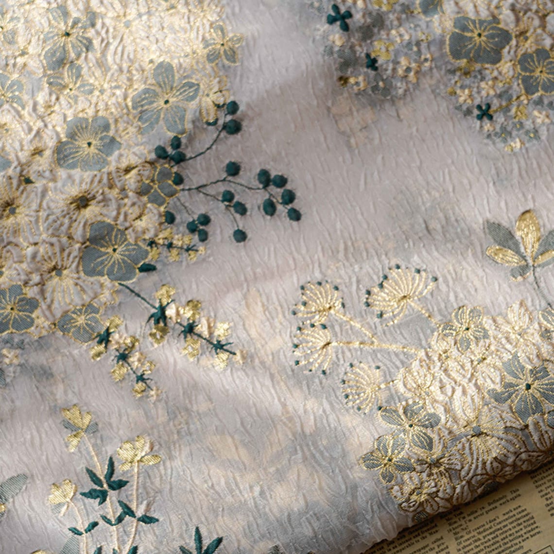 Luxury Gold Floral Jacquard Fabric 3D Texture Court Style - Etsy