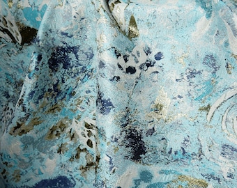 Light Blue Jacquard Fabric, Ocean Style Damask Brocade For Haute Couture, Dress, Designer Fabric,  DIY fabric 57 inches width