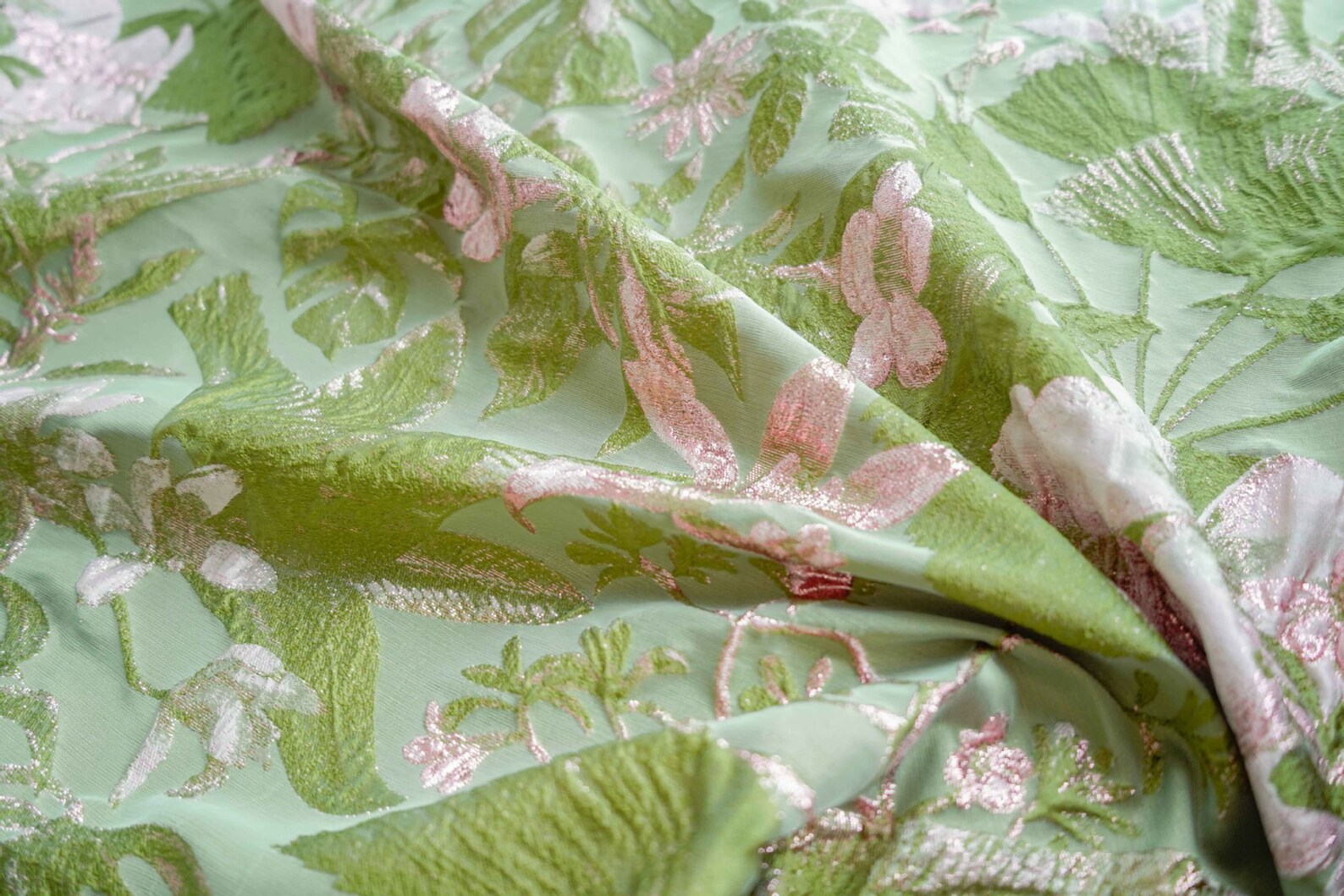 Vibrant Green Jacquard Fabric Embossed Gold Thread Brocade - Etsy