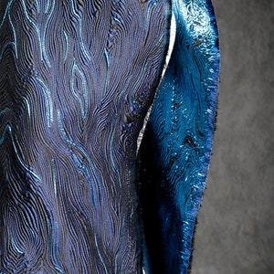 Sparkling Royal Blue Jacquard Fabric Metallic Blue Thread - Etsy