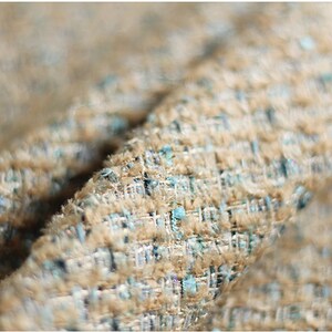 Gold Tweed Boucle Fabric, Tweed Boucle Fabric with Tassel For Suit Coat Fabric 57 inches Width