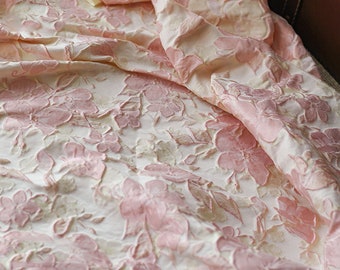 Preciosa tela jacquard rosa con relieve floral, exquisito brocado, tela damasco para tapicería, tela para confección de vestidos, 160 cm de ancho