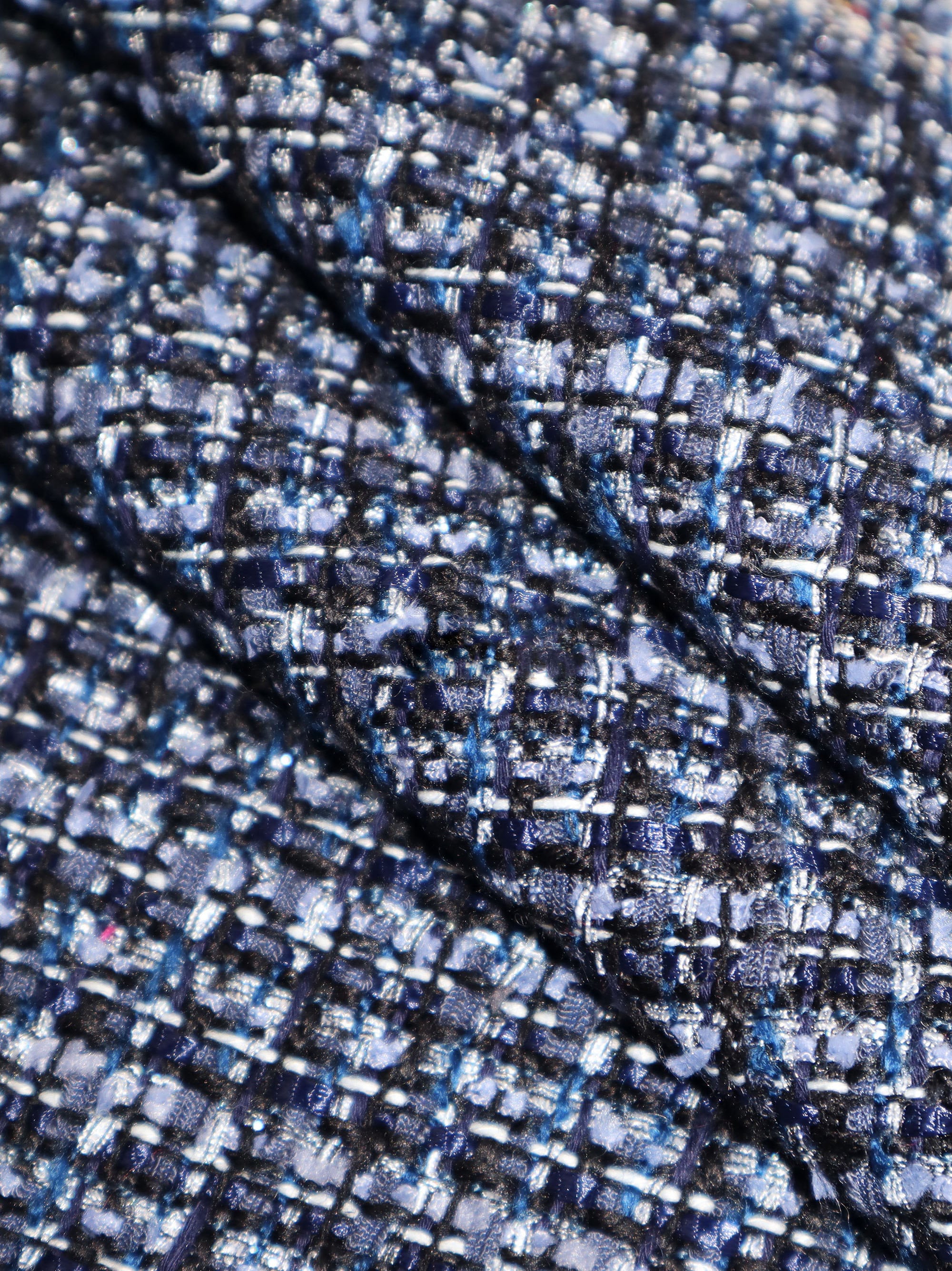 Exquisite Blue Check Tweed Fabric, Colorblock Tweed Boucle Fabric 