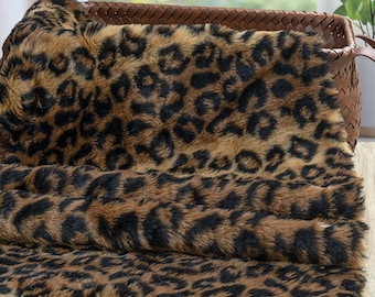 Tela de piel sintética con estampado de leopardo Minky, tela de felpa corta, tela de piel sintética animal para manualidades de disfraces.