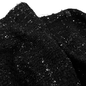 Sparkling Black Tweed Fabric by the Yard, Shiny Yarns Tweed Boucle Fabric with Sequins For Jacket, Suit Coat 59inches width image 2