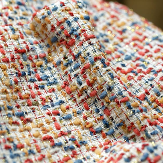Rainbow Strip Tweed Boucle Fabric, Woven Fabric With Rainbow Strip Tweed Boucle Fabric, Woven Fabric With