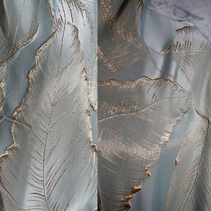 Luxury Gold Embroidered Jacquard Fabric, Embossed Leaf Damask Brocade For upholstery, Dress  DIY fabric 55 inches width