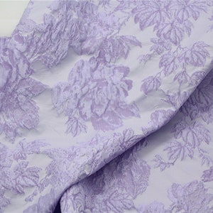 Lavender Emboss Jacquard Fabric, Flower Brocade ShimmeringDamask For upholstery, Dress  DIY fabric 59 inches width