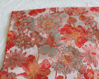 Blooming Red Jacquard Fabric, Embossed Floral Brocade Damask  For Haute Couture, Upholstery, Dress  DIY fabric 57 inches width