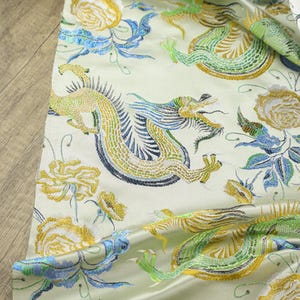 Dragon Brocade Fabric, Green Chinese Brocade Jacquard, Damask For Dress, Haute Couture DIY fabric 59 inches width