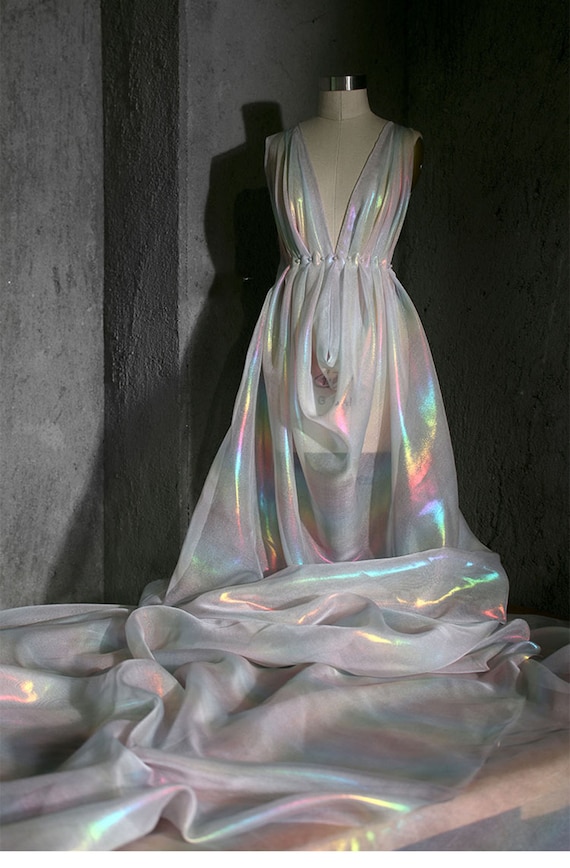 Rainbow Reflective Holographic Fabric, Symphony Perspective Laser