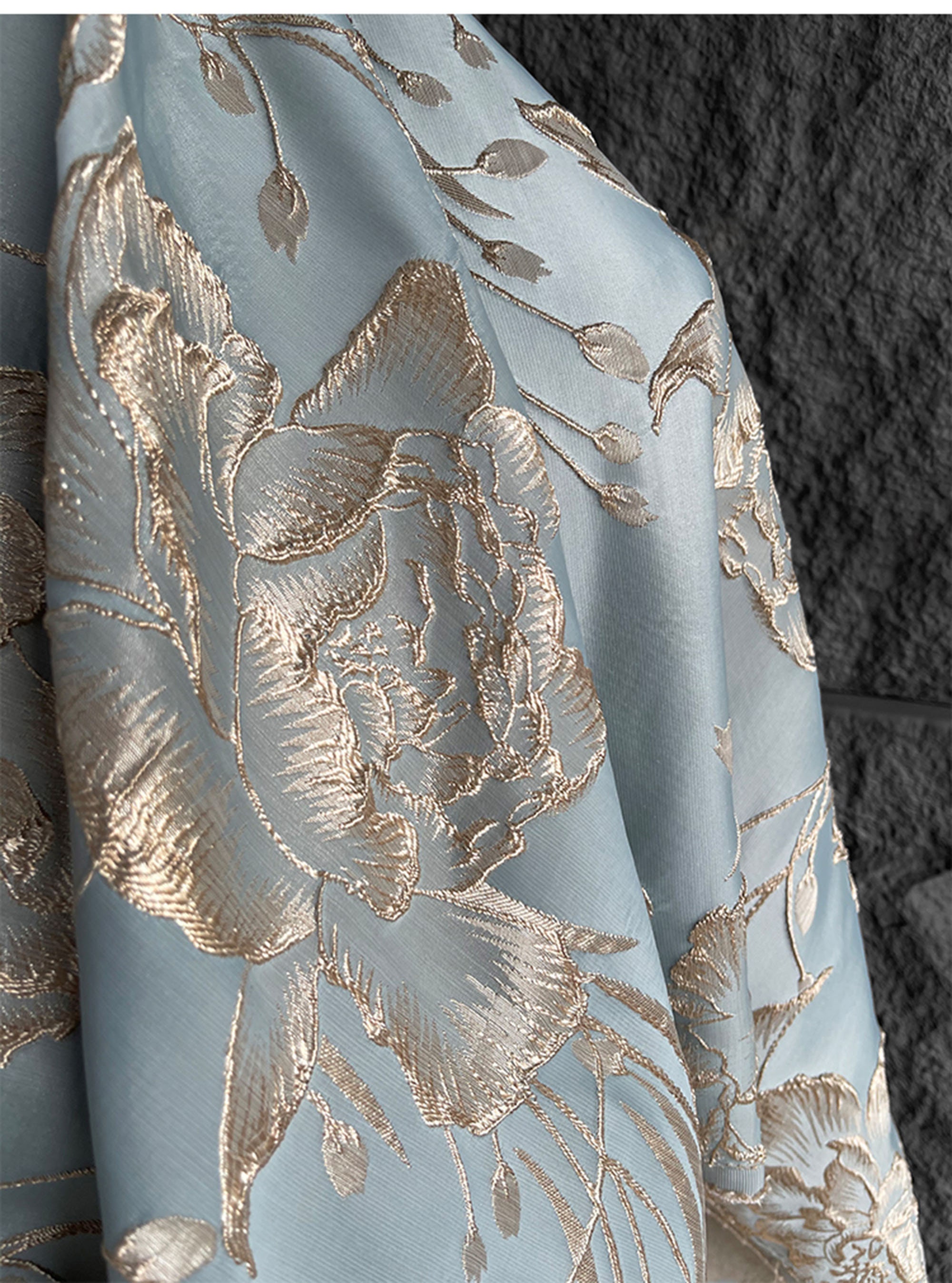 Luxury Gold Embroidered Jacquard Fabric, Embossed Flora Damask Brocade for  Upholstery, Dress DIY Fabric 57 Inches Width 