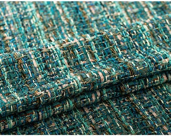 Emerald Green Tweed Boucle Fabric, Woven Dense Tweed Fabric For Suit Coat Fabric 59 inches width