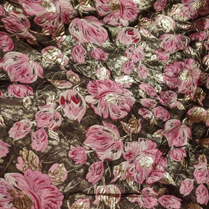 Gorgeous Pink Floral Jacquard Fabric, Exquisite Emboss Gold Brocade,Damask Fabric For Upholstery, Dress  DIY fabric 55 inches width