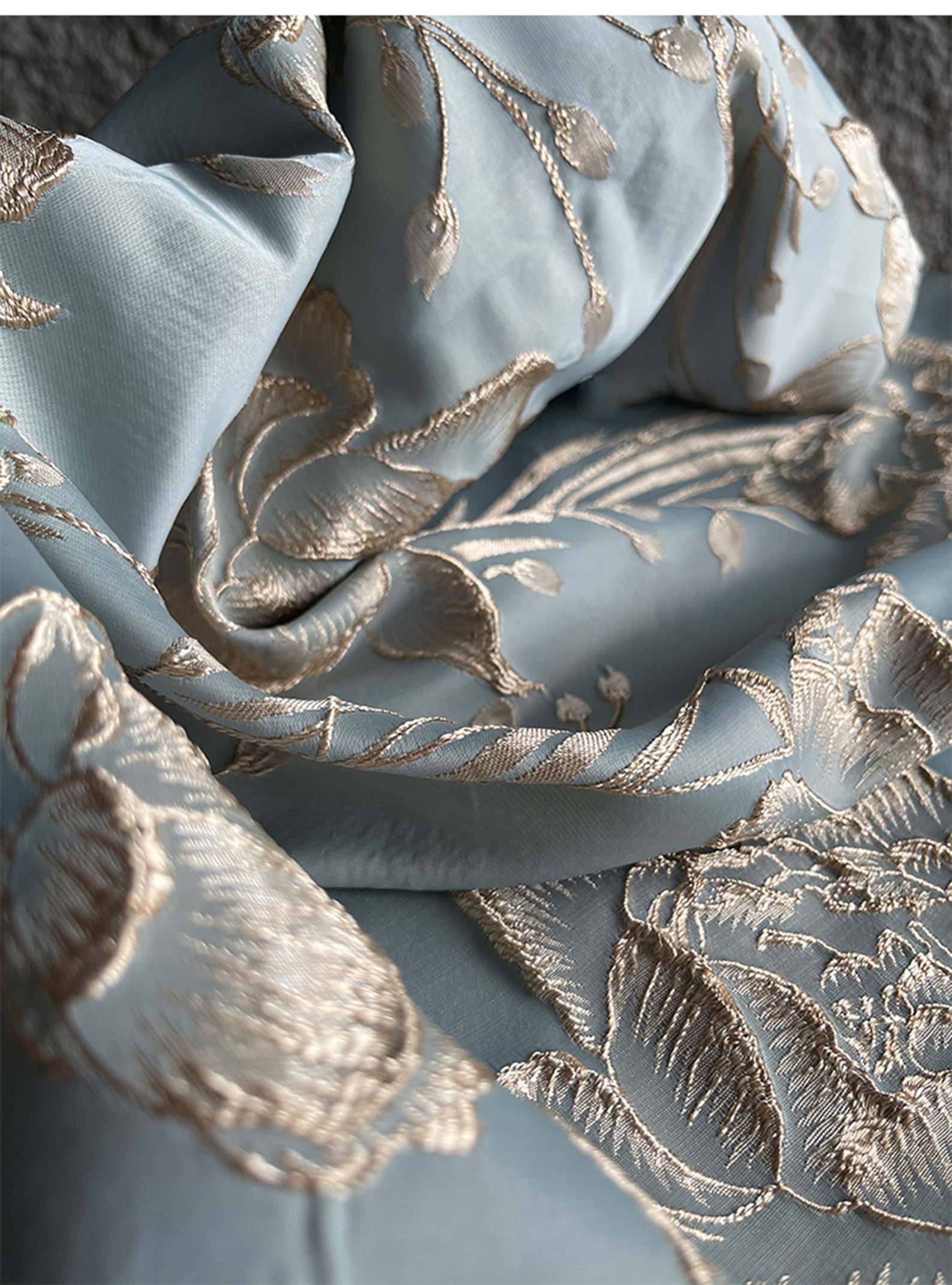 Luxury Gold Embroidered Jacquard Fabric Embossed Flora Damask Etsy