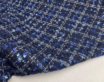 Königsblauer Tweedstoff, Woll-Tweedstoff, Mischgewebe für Anzugjacken, Kleiderbezüge, 145 cm Breite