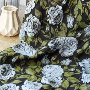 Baby Blue Rose Embossed Jacquard Fabric, Exquisite Brocade,Damask Fabric For upholstery, Dress  DIY fabric 57inches width