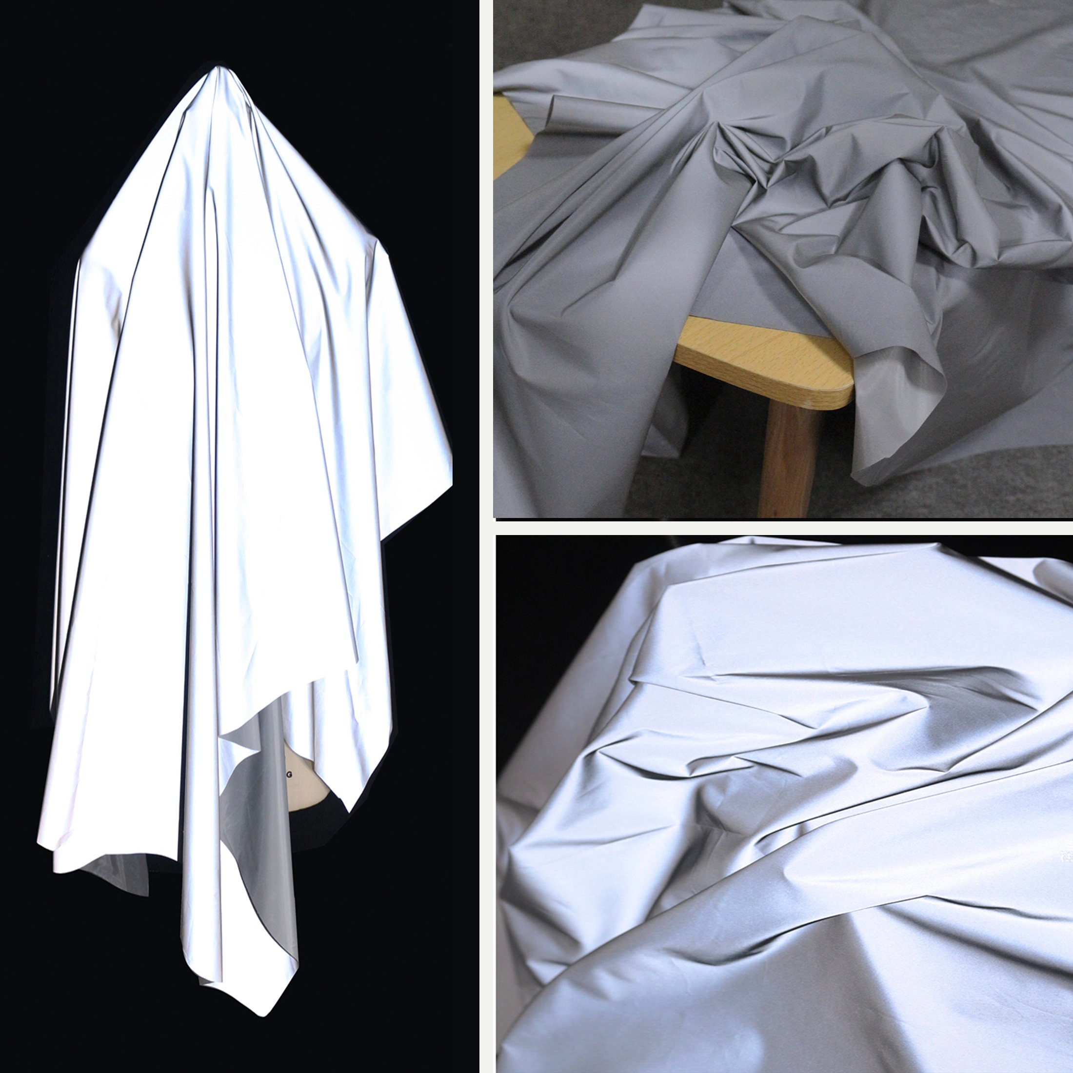 White Reflective Holographic Fabric, High Visibilty Luminescent Fabric ...