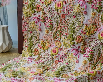 Blossming  Jacquard Fabric, Embossed Floral Damask Brocade For Dress, upholstery, DIY fabric 57 inches width