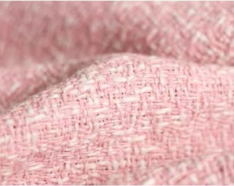 Pale Pink Tweed Fabric, Lovely Wool Tweed Boucle Fabric  For Suit Coat, Jacket, Dress Haute Couture 57 inches Width