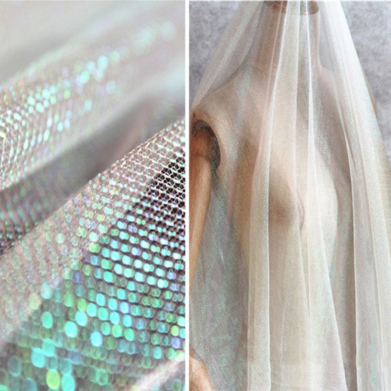 Iridescent Laser Stretch Metallic Glitter Lame Fabric