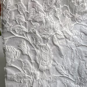 Elegant White Jacquard Fabric, Rose Embossed Texture Brocade Emboss Damask  For Haute Couture, Wedding Dress DIY fabric 59 inches width