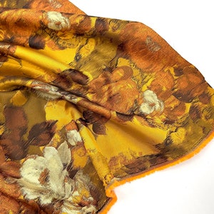 Vintage Yellow Jacquard Fabric, Paint Style Flower Brocade Drape Damask For Clothing, Haute Couture, Dress DIY fabric 66 inches width