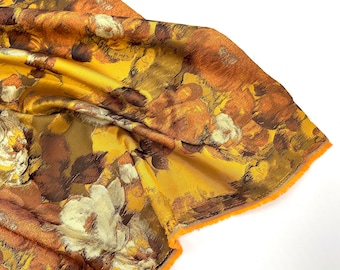 Tela jacquard amarilla vintage, brocado floral estilo pintura, damasco drapeado para ropa, alta costura, tela para confección de vestidos (168 cm de ancho)