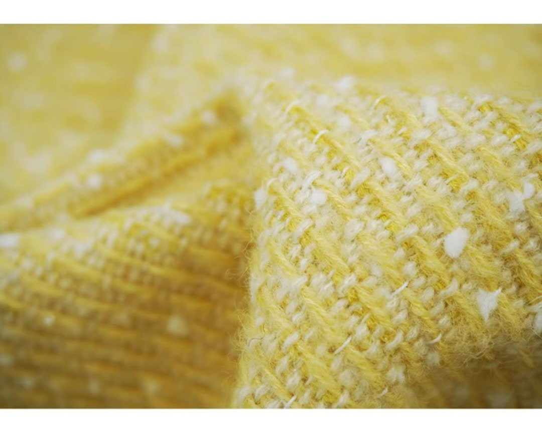 Wool Tweed Fabric by the Yard Yellowtweed Boucle Fabric for Etsy