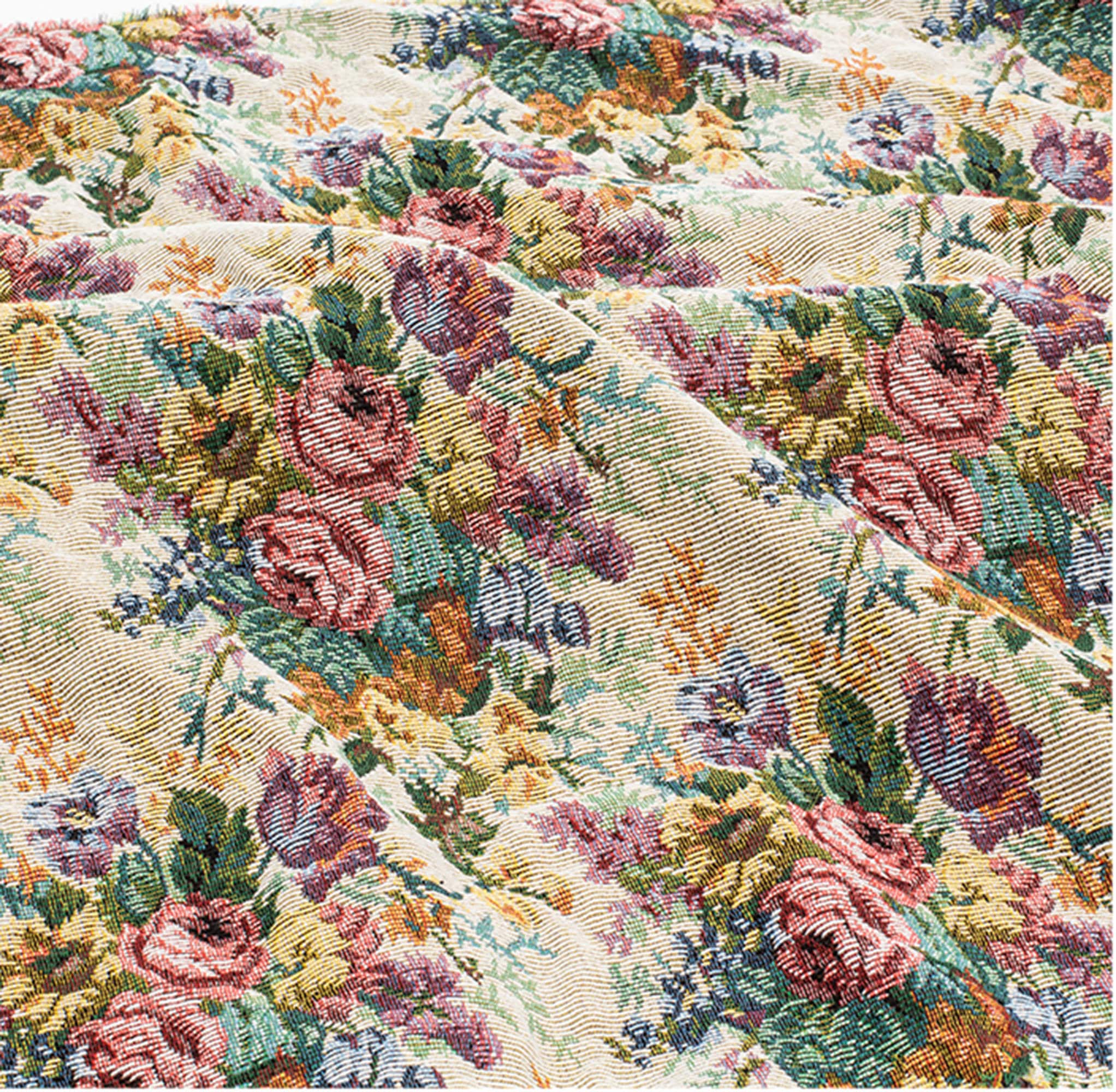 5813 Cotton Jacquard Floral Printed Ikat Patchwork Waist Designer Cotton Floral Paisley Patchwork Quilted Throw | Plow & Hearth main image 4