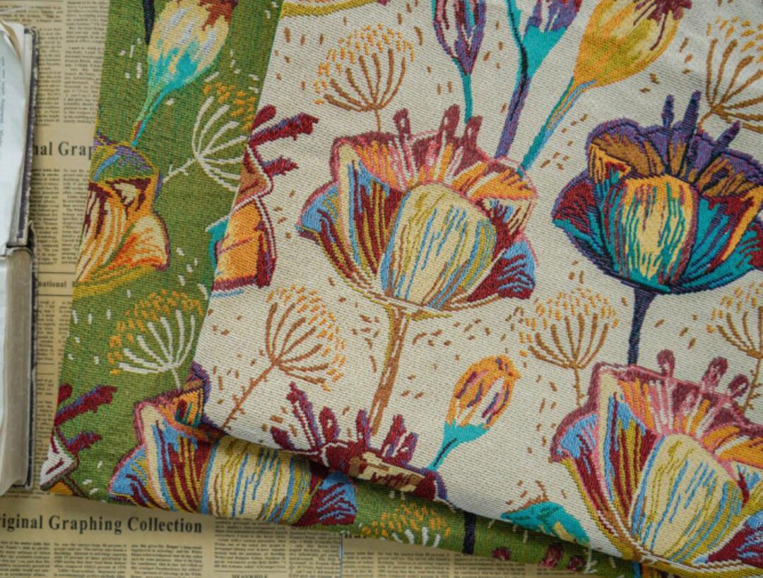 Tessuto Decorativo Jacquard Francese Vintage Viola Floreale – Venduto A Mezzi Yard (46-60 Cm)