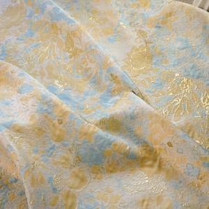 Gorgeous Gold Jacquard Fabric, Shiny Textured Metallic Brocade, Damask Fabric for Dress, Haute Couture, DIY Fabric 57 inches width