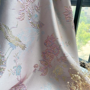 Crane Chinese Jacquard Fabric Embossed Floral Damask Gold - Etsy