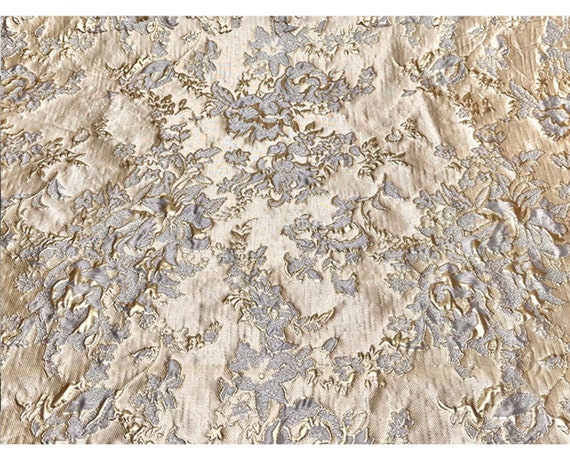 Buy Luxury Gold Jacquard Fabric, Embossed Floral Damask Brocade