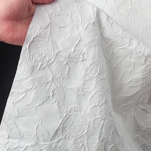 Elegant White Jacquard Fabric, Floral Embossed Texture Brocade Emboss Damask  For Haute Couture, Wedding Dress DIY fabric 59 inches width