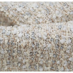 Elegant Sliver Tweed Boucle Fabric, Woven Woollen Tweed Fabric For Suit Coat Fabric 59 inches width