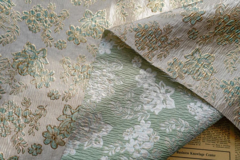 3 Color Gold Jacquard Fabric Embossed Floral Damask Brocade Etsy